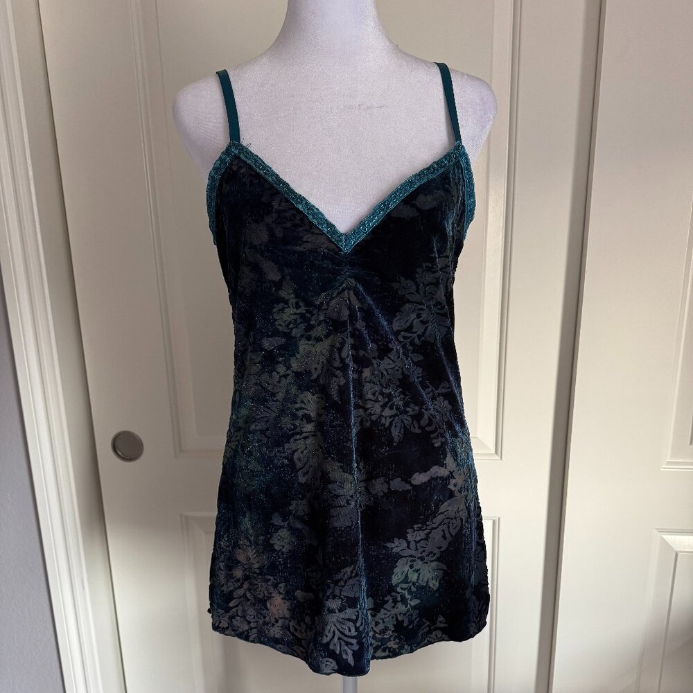 DKNY Jeans Velvet & Crystal Tank Top, Size Large
